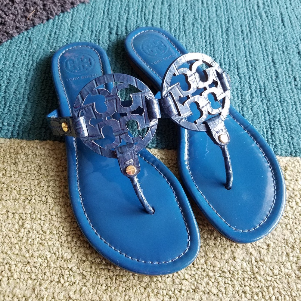 SOLD》LIKE NEW!《Blue Croc Patent Tory Burch Miller